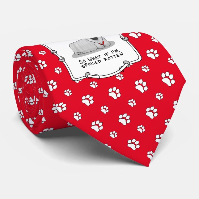 Spoiled Rotten Skye Terrier Dog (silver) Cute Fun Tie (Rolled)