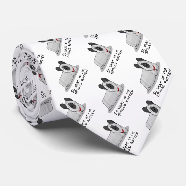 Spoiled Rotten Skye Terrier Dog (silver) Cute Fun Tie (Rolled)