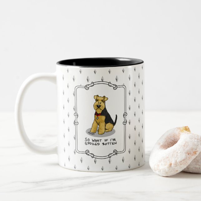 Spoiled Rotten Welsh Terrier Dog - Cute Two-Tone Coffee Mug (With Donut)