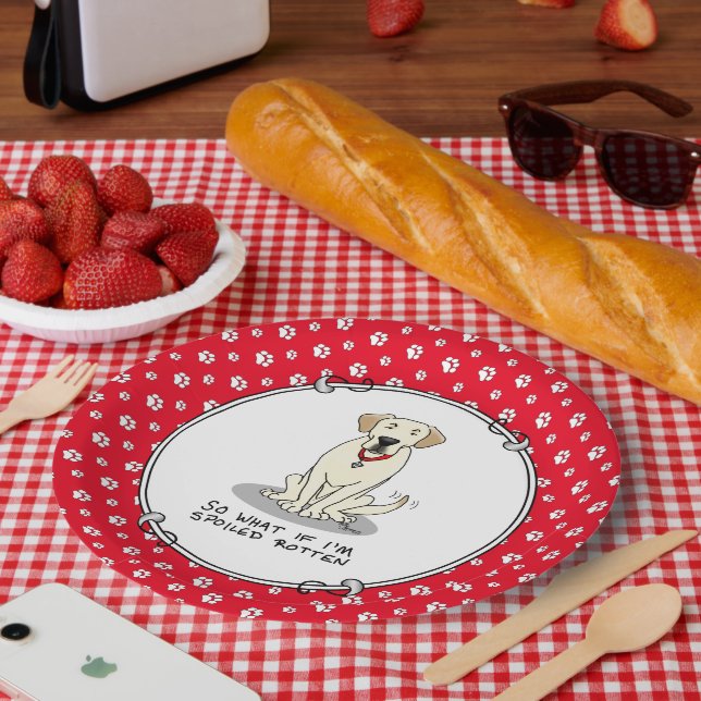 Spoiled Rotten Yellow Lab Labrador Retriever Funny Paper Plate (Picnic)