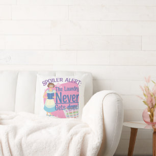 Spoiler Never Did Laundry Reader Retro Gal Throw Pillow