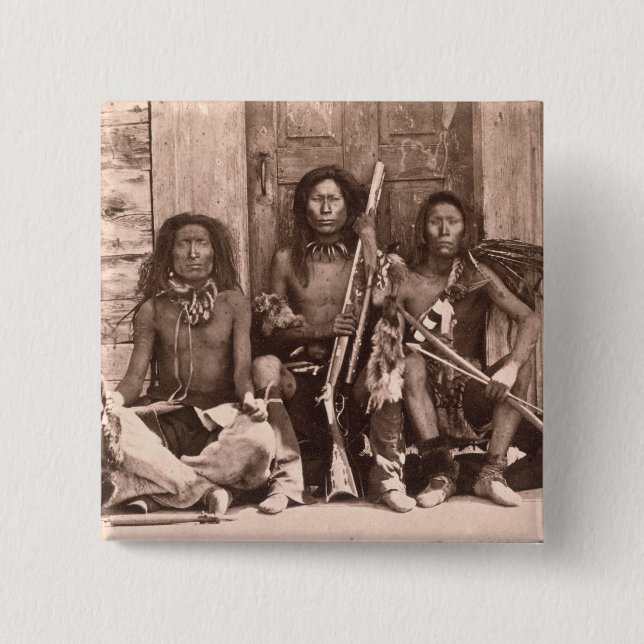 Spokane Indians, 1861 (b/w photo) 2 Inch Square Button (Front)