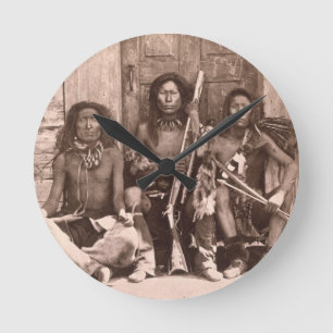 Spokane Indians, 1861 (b/w photo) Round Clock