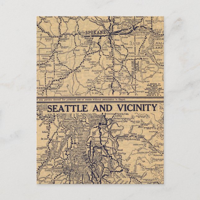 Spokane, Seattle Postcard (Front)