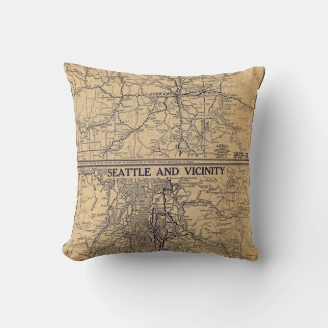 Spokane, Seattle Throw Pillow (Front)
