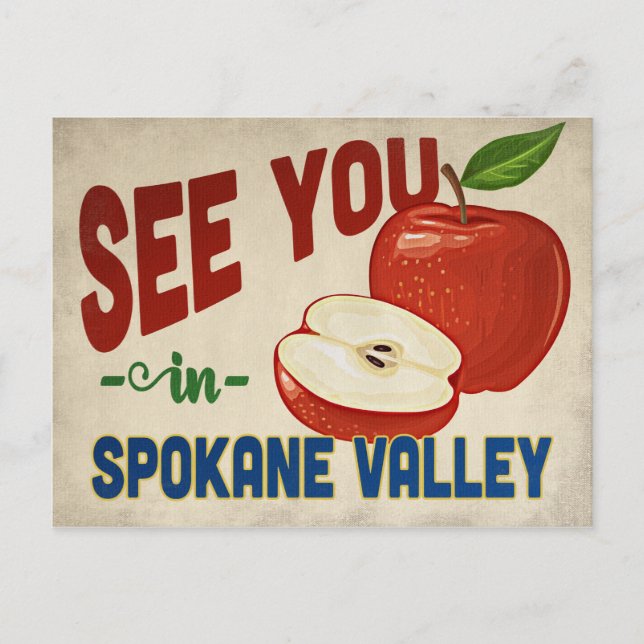 Spokane Valley Washington Apple - Vintage Postcard (Front)