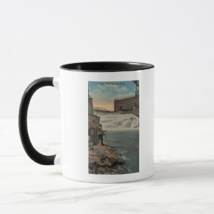 Spokane, WA - Couple Fishing on Lower Falls Mug