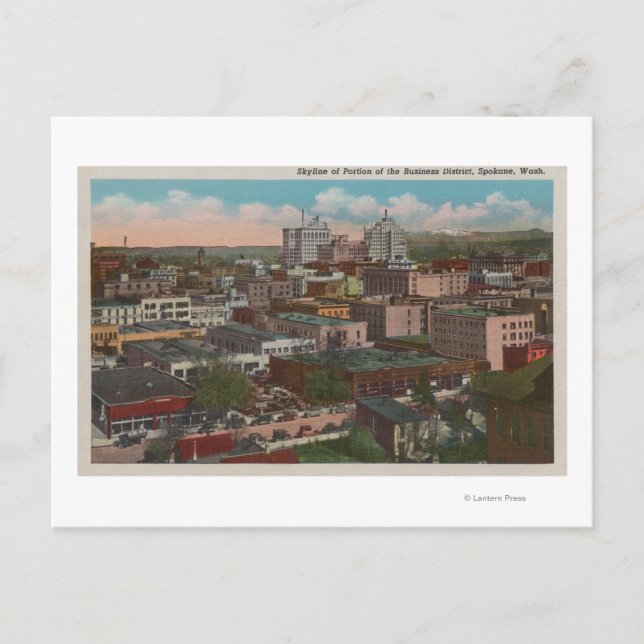 Spokane, WA - Skyline View of Downtown Postcard (Front)