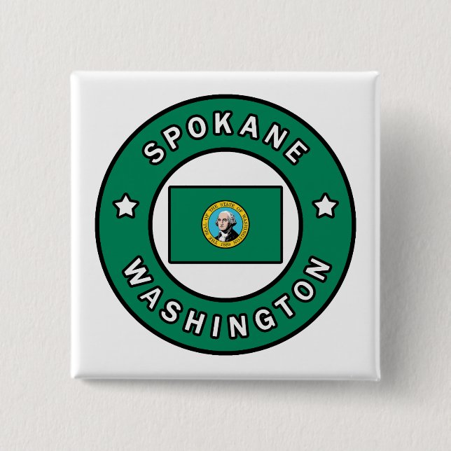 Spokane Washington 2 Inch Square Button (Front)