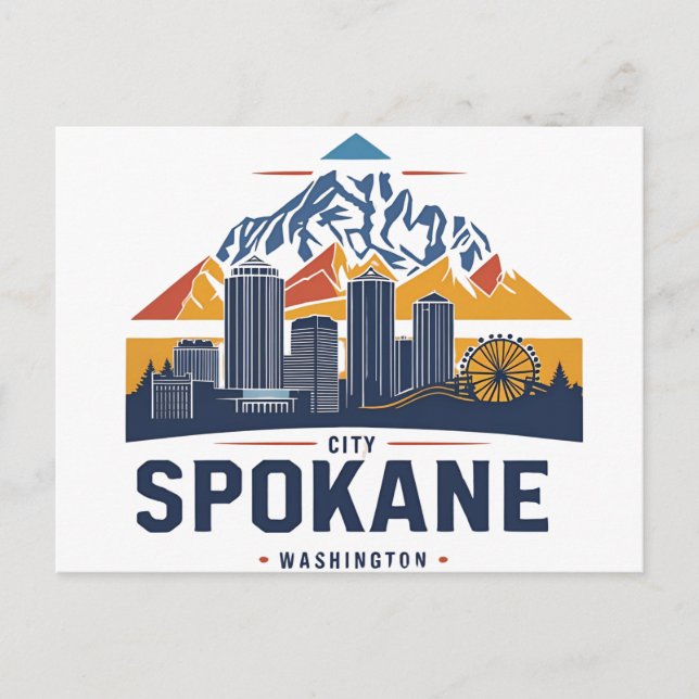 Spokane Washington DC Skyline Postcard (Front)
