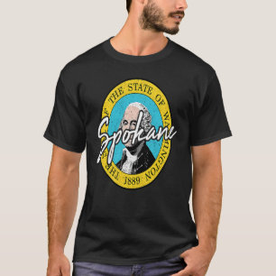 Spokane Washington Flag Cool State Souvenir T-Shirt