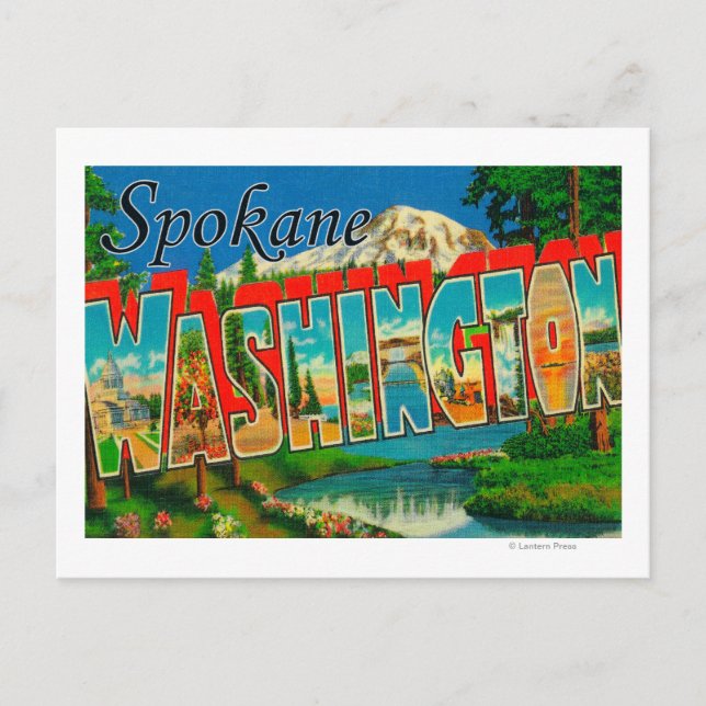 Spokane, Washington - Large Letter Scenes Postcard (Front)