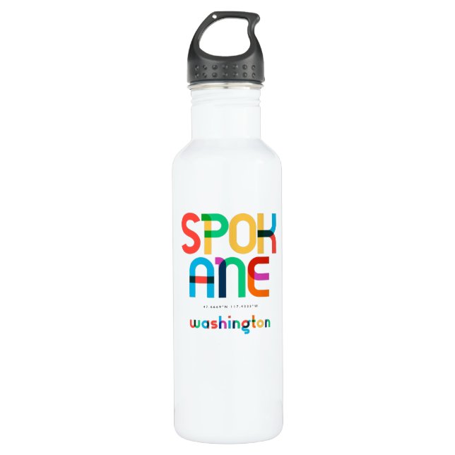 Spokane Washington Mid Century, Pop Art, 710 Ml Water Bottle (Front)