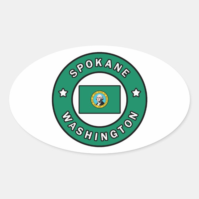 Spokane Washington Oval Sticker (Front)
