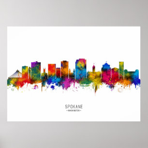 Spokane Washington Skyline Poster