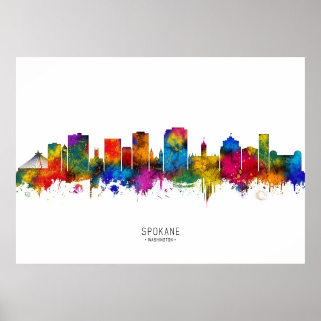 Spokane Washington Skyline Poster (Front)