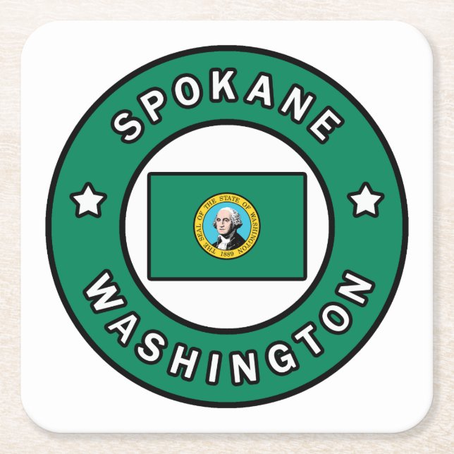 Spokane Washington Square Paper Coaster (Front)