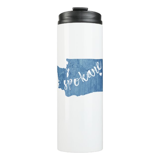 Spokane Washington Wood Grain Thermal Tumbler (Front)