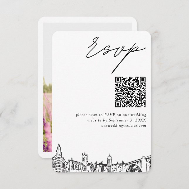 Spokane Wedding Modern RSVP QR Code Enclosure Card (Front/Back)