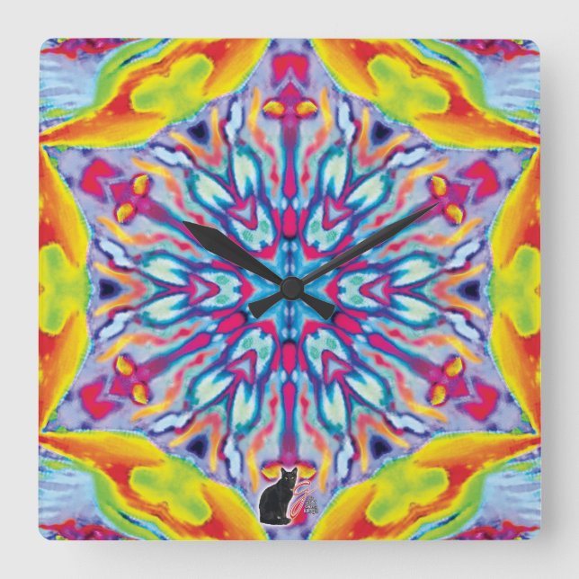 Spokes Kaleidoscope Square Wall Clock (Front)