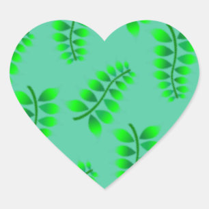 Sponged Foliage Pattern Heart Sticker