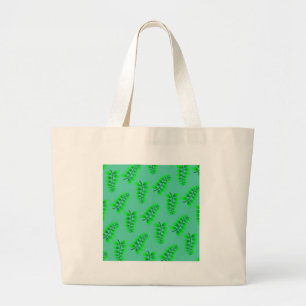 Sponged Foliage Pattern Large Tote Bag