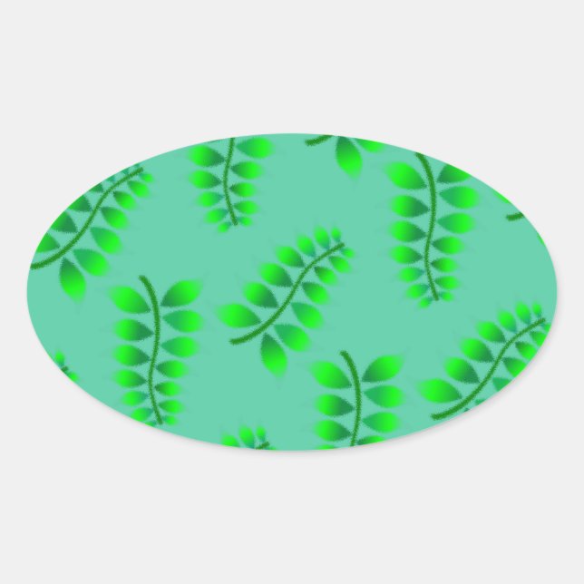 Sponged Foliage Pattern Oval Sticker (Front)