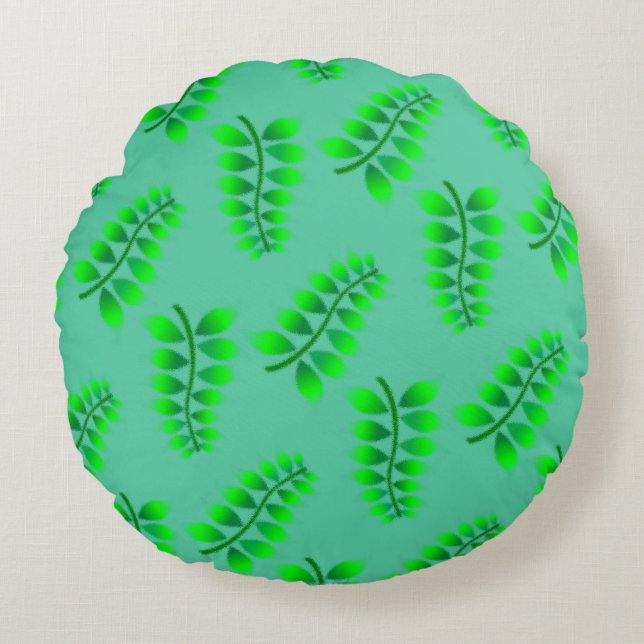 Sponged Foliage Pattern Round Pillow (Front)