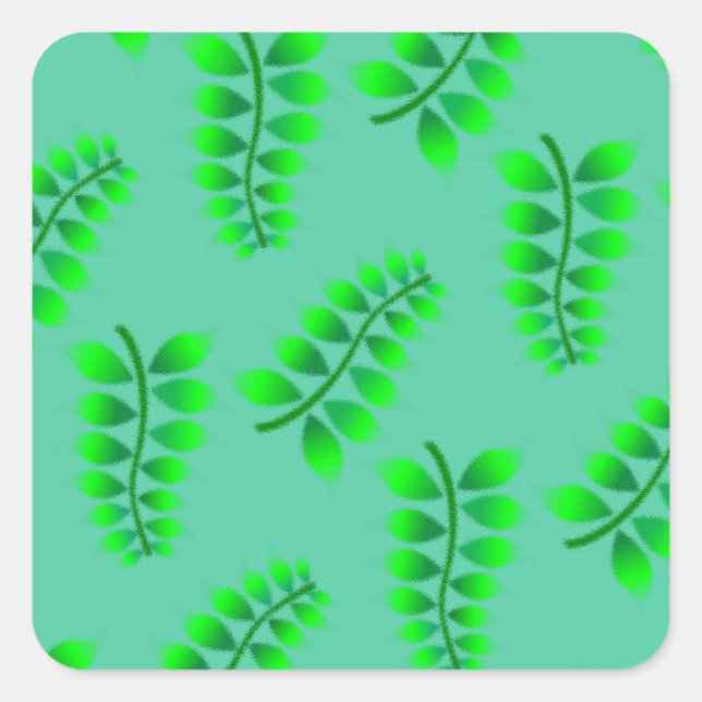 Sponged Foliage Pattern Square Sticker (Front)