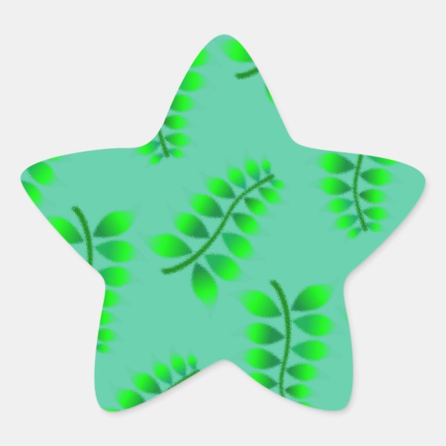Sponged Foliage Pattern Star Sticker (Front)