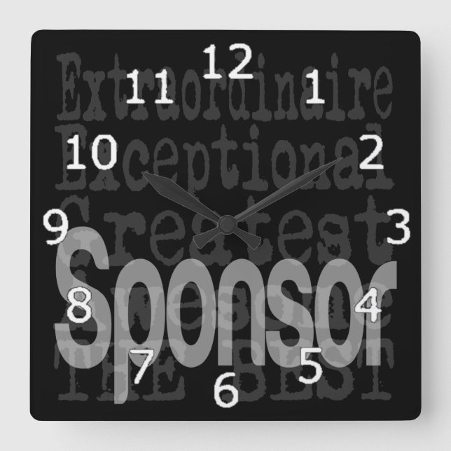 Sponsor Extraordinaire Square Wall Clock (Front)