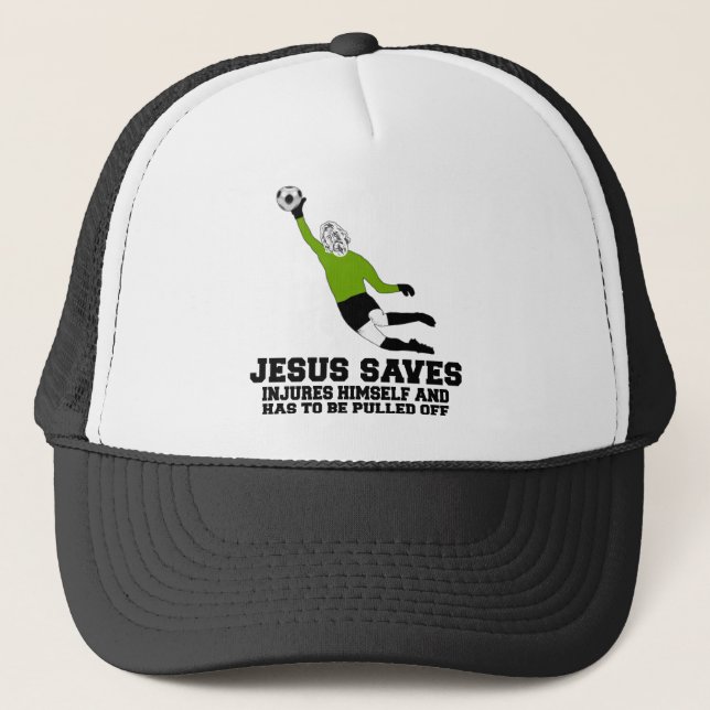 Spoof atheist Jesus saves Trucker Hat (Front)