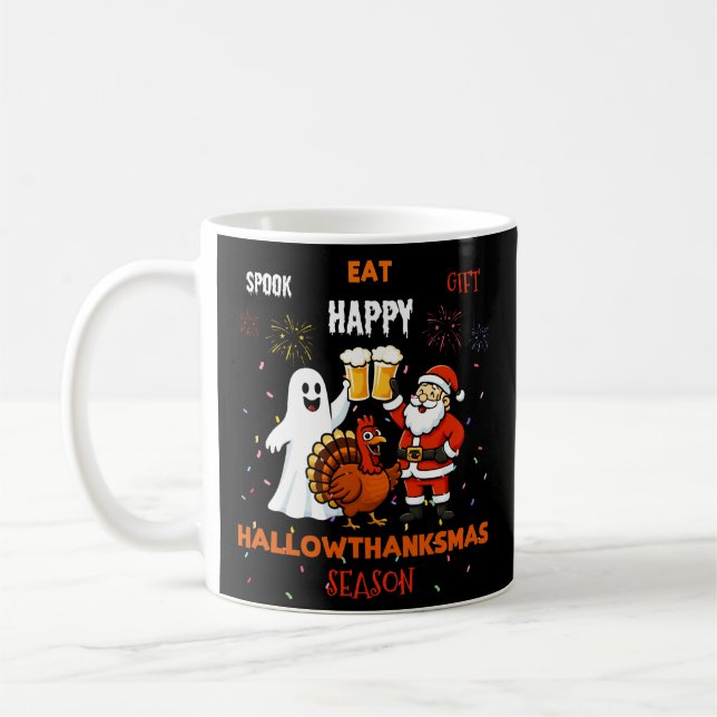 Spook Eat Happy Gift Hallowthanksmas Season Coffee Mug (Left)