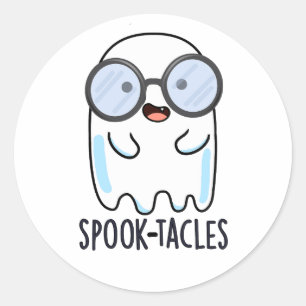 Spook-tacles Funny Ghost Pun Classic Round Sticker