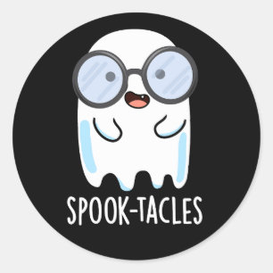 Spook-tacles Funny Ghost Pun Dark BG Classic Round Sticker
