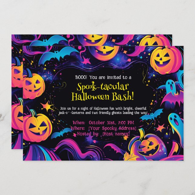 🎃Spook-tacular Halloween Bash! Invitation (Front/Back)