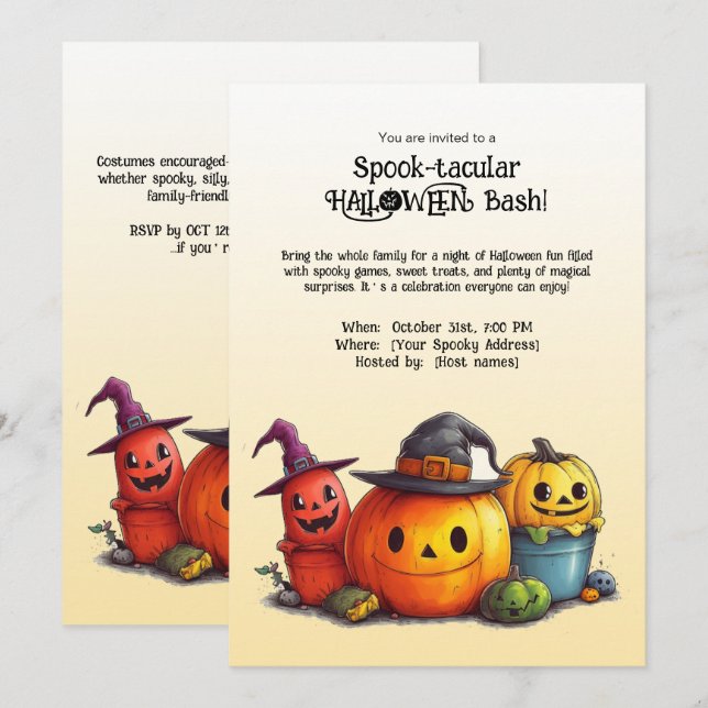  Spook-tacular  HALLOWEEN Bash!  Invitation (Front/Back)
