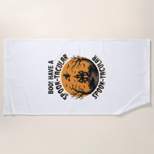 Spook-Tacular Halloween Haunted House Vintage Shir Beach Towel