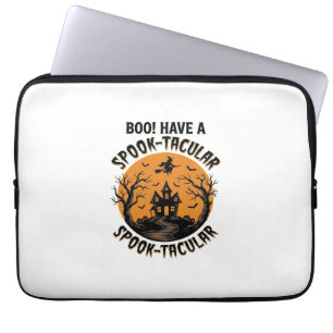 Spook-Tacular Halloween Haunted House Vintage Shir Laptop Sleeve
