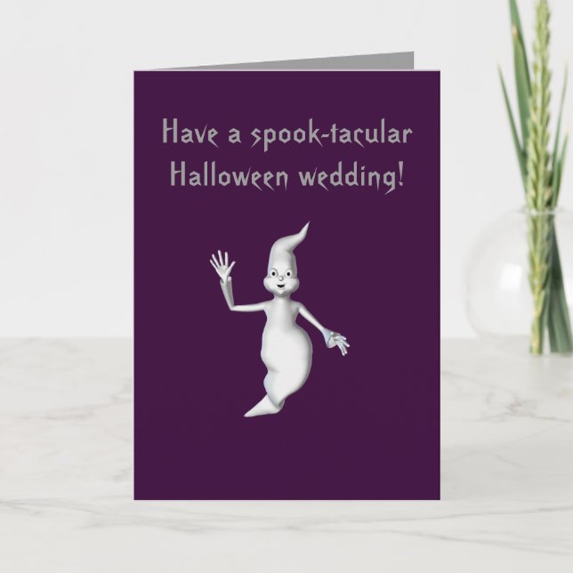 "Spook-tacular Halloween Wedding!" - Ghost Card (Front)