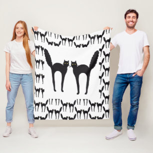 Spooked Black Cats Fleece Blanket