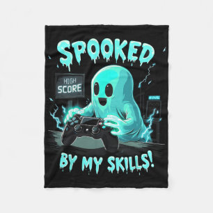 Spooked Cute Ghost Halloween Spooky Season Fleece Blanket