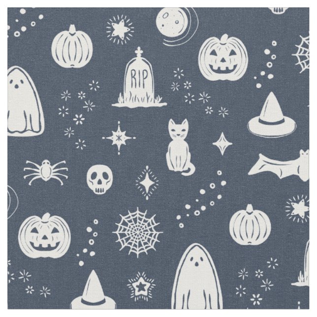 Spookie Things Pattern - Dusk + Snow Fabric (Close Up)