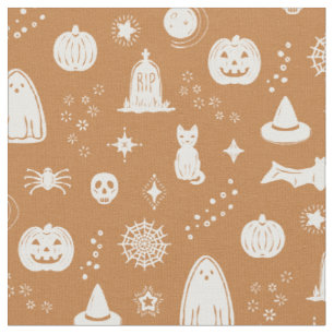 Spookie Things Pattern - Rust + Snow Fabric