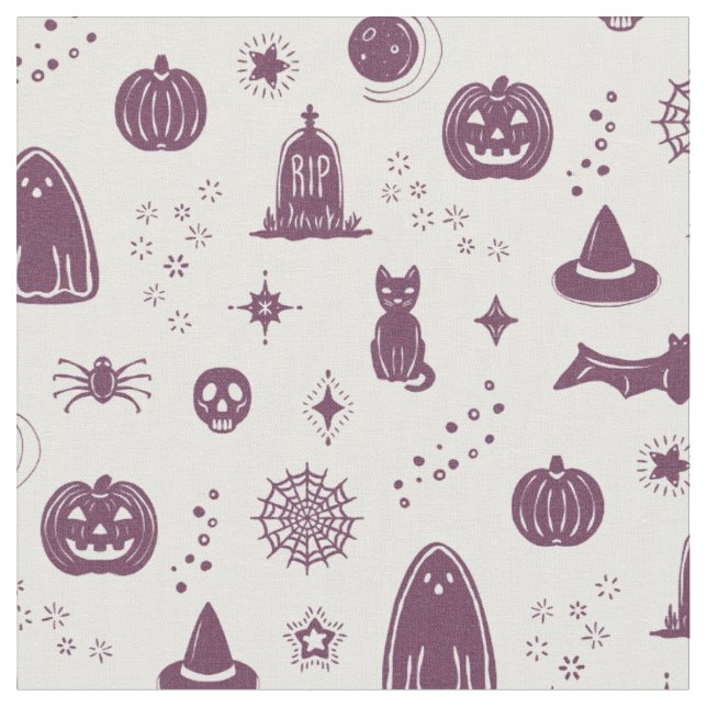 Spookie Things Pattern - Snow + Beet Fabric (Close Up)
