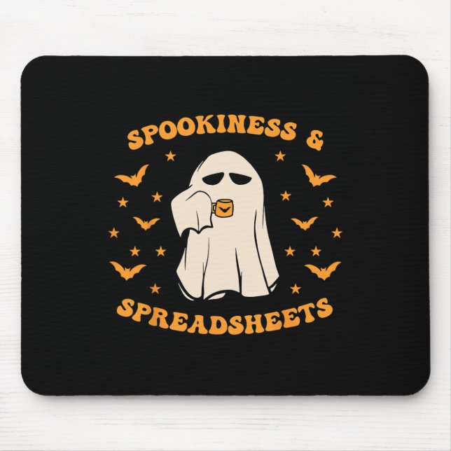 Spookiness And Spreadsheets Halloween Accountant B Mouse Pad (Front)