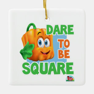 SPOOKLEY THE SQUARE PUMPKIN   DARE TO BE SQUARE! CERAMIC ORNAMENT