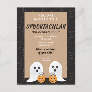 Spookltacular Halloween Party Ghost Trick Or Treat Invitation Postcard