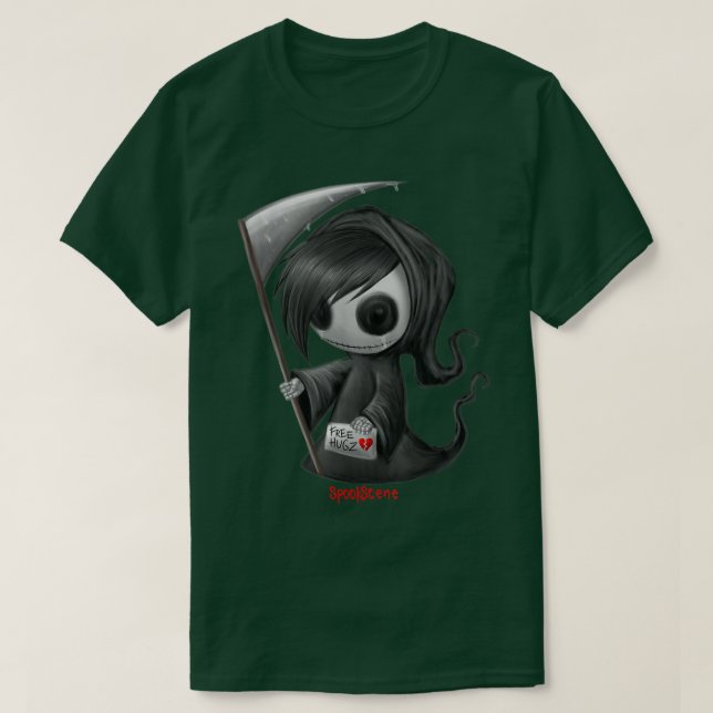 Spookscene Emo Skeleton Grim Reaper Goth Alt  T-Shirt (Design Front)