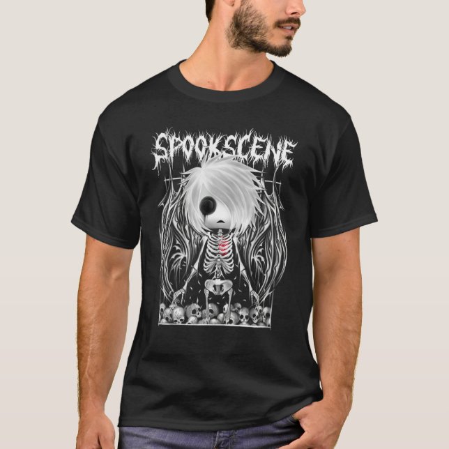 Spookscene Metal Emo Skeleton Fallen Angel Skulls  T-Shirt (Front)